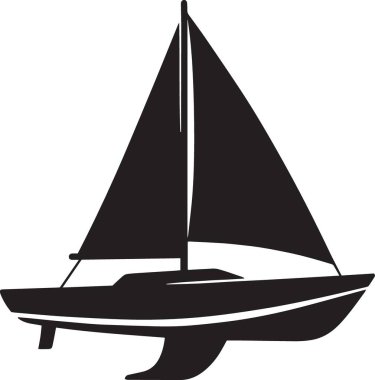 Yelkenli yelkenli yelkenli yelkenli ve su üzerinde gövdesi olan bir yatın siyah-beyaz çizimi