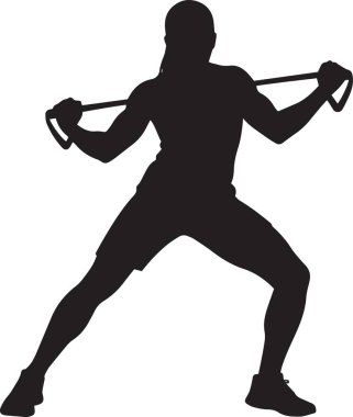 Siyah vektör silueti bir dövüş sanatları ustasının elinde bir Bo Asa silahı var.