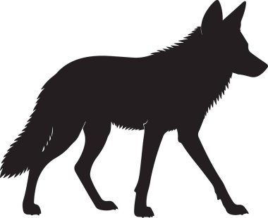 Profilde yürüyen bir Alman çoban köpeğinin siyah vektör silueti. Sadık hayvan yoldaşı.