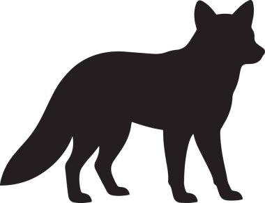 Siyah vektör köpek silueti. Tetikte duruyor. Sivri kulaklı, sadık bir hayvan arkadaşı var.