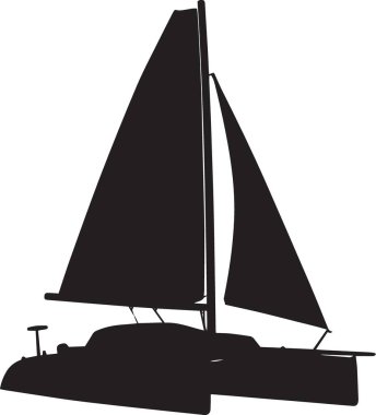 Denizcilik ve denizcilik tasarımları için ideal siyah siluet bir yelkenli ya da yat vektörü