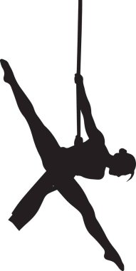 Kolları açık bungee jumping bir kişinin siyah siluet vektörü, ekstrem spor ve macera tasarımları için mükemmel