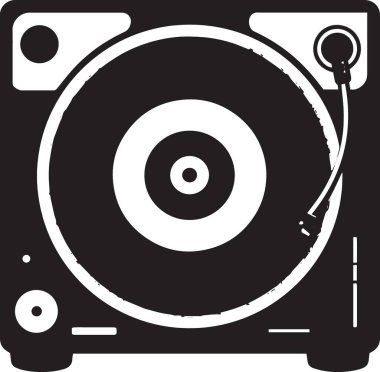 Vinil pikabın siyah vektör silueti, müzik, DJ, retro ve klasik ses tasarımları için mükemmel.