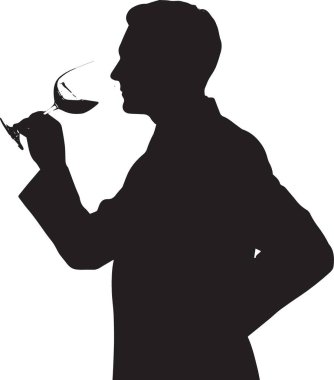 Birisinin kitap okuduğu, diğerinin ise şarap kadehi tuttuğu romantik bir çiftin siyah silüet çizimi.