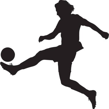 İki futbolcunun siyah vektör silueti, spor, futbol ve yarışma tasarımları için biçilmiş kaftan.