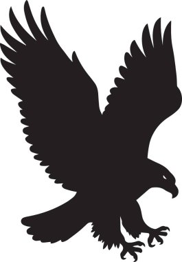 Haşmetli bir kartalın vektör silueti kanatlarını çırparak özgürlüğünü ve Amerikan vatanseverliğini temsil ediyor.