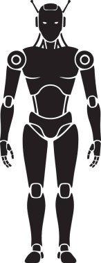 Dev bir robotun veya mekanik bir savaşçının silueti zırhlı gövdesiyle önümüzde duruyor, bilim kurgu teknolojisi ve oyun tasarımları için mükemmel.