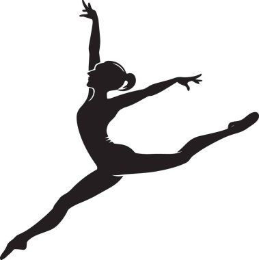 Sivri uçlu ayak parmakları ve uzatılmış kollarıyla dramatik bir şekilde uzanan bir balerin silueti.