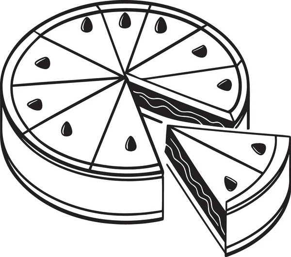 Pasta grafiği, yaratıcı gıda ve veri görselleştirme kavramını andıran dilimlere bölünmüş bir pizzanın siyah ve beyaz vektör çizimi