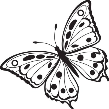Beyaz arkaplanda dekoratif kanat desenli siyah çizgili sanat kelebeği