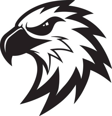 Vahşi kartalın siyah ve beyaz baş vektörü keskin açısal çizgilerle kalın kabile tarzında.