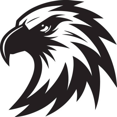 Kartal kafasının siyah ve beyaz vektörü cesur dinamik kabile tarzında vahşi bir ifadeyle
