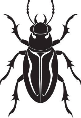 Çizgili kanatları ve öne çıkan bacakları olan büyük bir böceğin siyah vektör silueti.