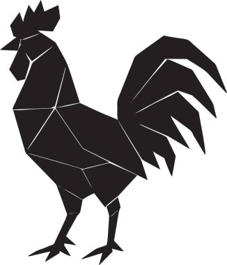 Geometrik düşük-polyester stil bir horozun siyah vektör silueti modern, soyut ve minimalist tasarım projeleri için mükemmel..