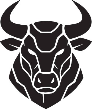 Dekoratif çizgiler, geometrik desenler, stilize logo ve kabile tasarımı için mükemmel olan bir boğa kafası silueti.