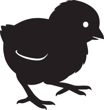 Paskalya ve bahar temalı tasarımlar için mükemmel yürüyen tatlı bir civcivin siyah silüeti.