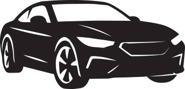 Modern bir SUV kesişiminin siyah vektör silueti, otomotiv bayiliği, macera ve araç markalaşması için ideal bir açı.