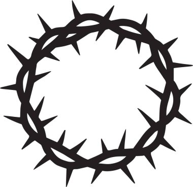 Dikenli bir tacın siyah vektör silueti, Kutsal Cuma ve Paskalya için Hıristiyan dini sembolü