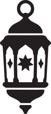 Süslü bir taraçanın siyah vektör silueti yıldız süslemeli bahçe feneri