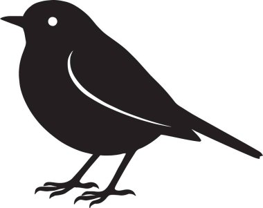 Yerde duran bir bülbülün siyah vektör silueti, bahar bülbülü vahşi yaşam tasarımı