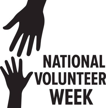 Ulusal Gönüllü Haftası metni ile yükseltilmiş siyah siluet, kamu hizmeti hayır kurumu ve gönüllü tasarımlar için mükemmel