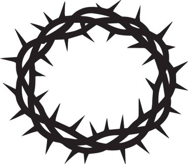 Paskalya ve İsa 'nın Tutkusunu temsil eden dikenli bir tacın siyah silueti, Hıristiyan dini ve ruhani tasarımları için mükemmel.