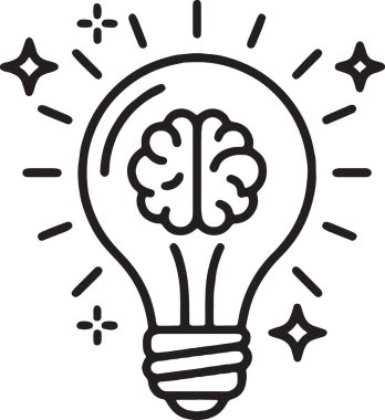 Beyin Ampulü Yaratıcı Zeka İcat Simgesi