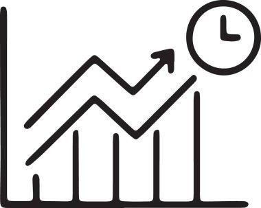 Yukarı ok ve saat ile zamana duyarlı çizgi grafiği