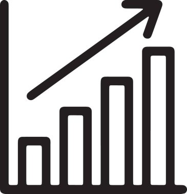 Düzenli büyüme eğilimleri için doğrusal yukarı doğru çizgisi olan yükselen çubuk grafiği