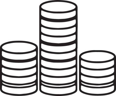 Tasarruf artışı için değişik yüksekliklere sahip üç yığın bozuk para