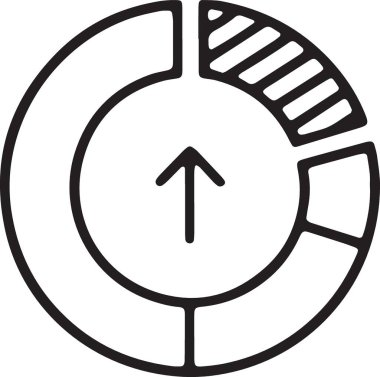 Başarılı finansal pazar payını temsil eden yukarı doğru oklu pasta grafiği