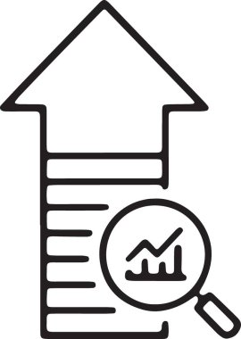 Çubuk grafik ve büyüteçle yukarı büyüyen ok