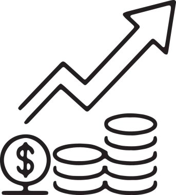 Yükselen iş okuyla büyüyen bozuk paralar yığını