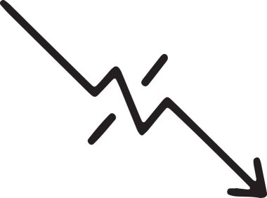 Bir pazar çöküşünü ya da ekonomik kaybı temsil eden aşağı zikzak çizgisi