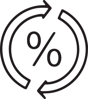 Faiz oranı döngüsü için dairesel oklar içindeki yüzde sembolü