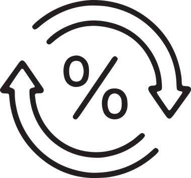 Vergi için okları dairesel olarak tazeleyen yüzde sembolü
