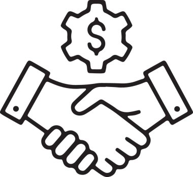 El sıkışma ve dişli dolar sembollü ortak risk çizgisi simgesi