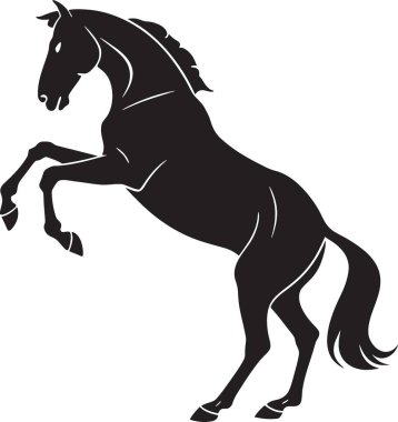Rearing horse silhouette standing on hind legs powerfully
