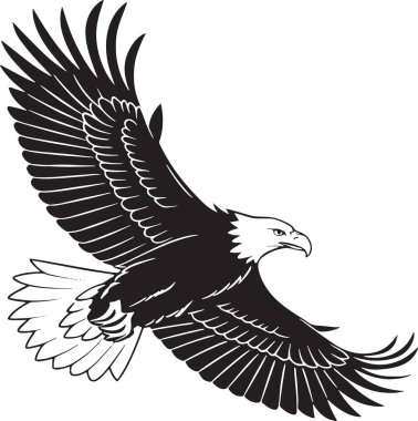 Gökyüzüne uzanmış kanatlarla uçan kartal kuşu silueti