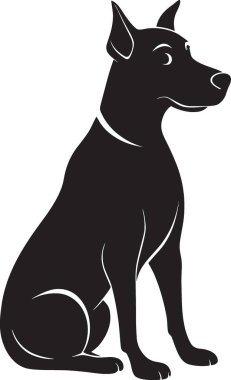 Köpek silueti oturuyor ve profilini bekliyor.