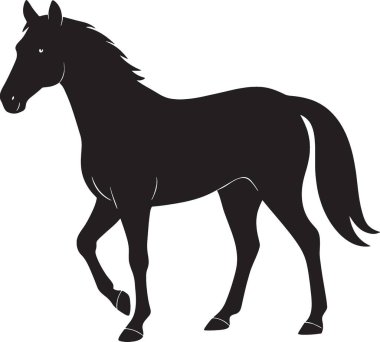 Gururla yürüyen bir atın tüm vücudu silueti.