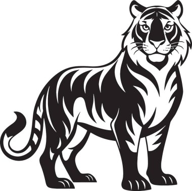 Ayakta duran bir kaplan siluetinin ön plan profili