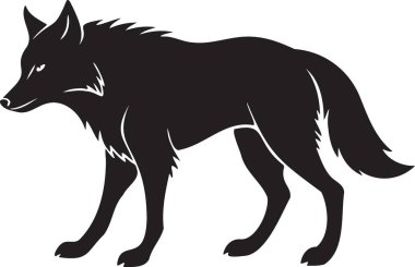 Hayvan logosu tasarımı için basit bir ayakta duran kurt profili silueti