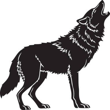 Kurt ormanda yürüyor. Görüntü silueti grafiksel.