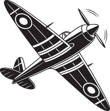 Gökyüzü siluetinde uçan pervaneli savaş uçağı