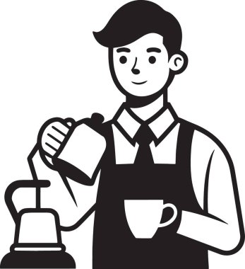 Barista kafede nefis bir kahve hazırlıyor.