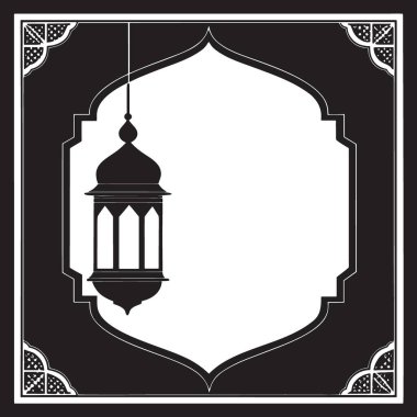 Klasik bir kemer çerçevesi içinde Ramazan feneri süsleyin