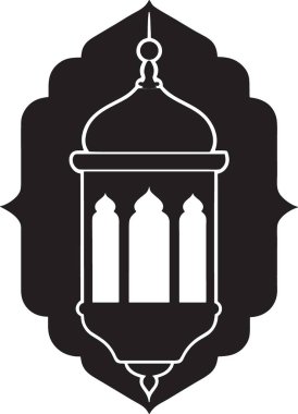 Dekoratif çerçevede geleneksel İslami fener silueti