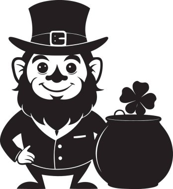 Leprikon gururla altın çanağının yanında duruyor.