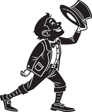 Happy man tipping his top hat in celebration